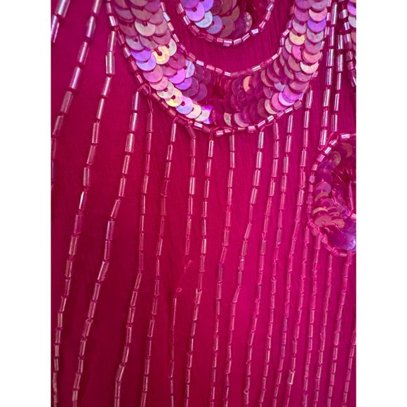 Vintage Carina Pink Silk Hand-Beaded Dress XL See Measurements Glam Hollywood - Picture 15 of 16